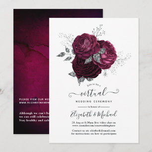 Convites Casamento Virtual Online Floral em Borgonha e Prat