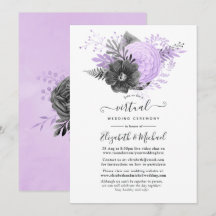 Casamento Virtual Online Floral Lilás e Carvão