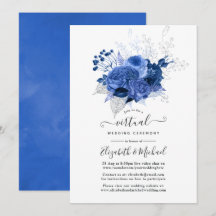 Casamento Virtual Online Floral Real Azul e Prata