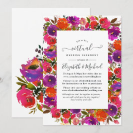 Convites Casamento Virtual Online Floral Roxo e Laranja
