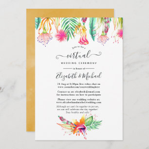 Convites Casamento Virtual Online Floral Tropical Summer