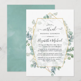 Convites Casamento Virtual Online Geométrico de Eucalipto d