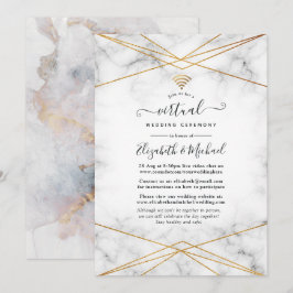 Convites Casamento Virtual Online Geométrico Dourado Marble