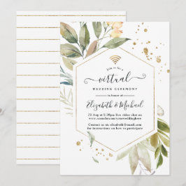 Convites Casamento Virtual Online Geométrico Serenity Green