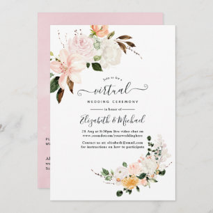 Convites Casamento Virtual Online Pastel Floral