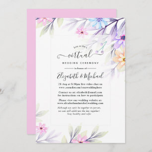 Convites Casamento Virtual Online Pastel Watercolor Floral