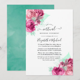 Convites Casamento Virtual Online Pink e Mint Floral