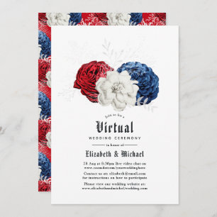 Convites Casamento Virtual Online Red White e Blue American