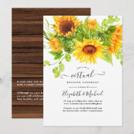 Convites Casamento Virtual Online Rustic Bohemian Sunflower