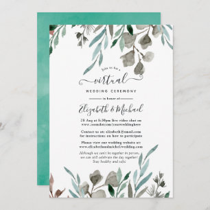 Convites Casamento Virtual Online Rustic Greenery Winter