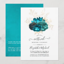 Casamento Virtual Online Turquesa e Dourado Floral