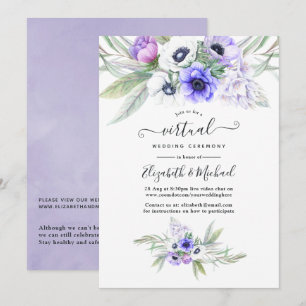 Convites Casamento Virtual Online Violeta Pastel Floral