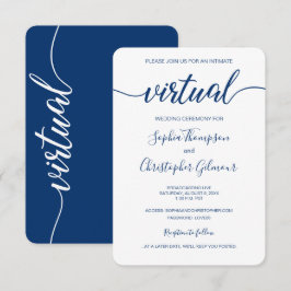 Convites Casamento VIRTUAL Personalizado Real Blue Chic