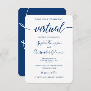 Convites Casamento VIRTUAL Personalizado Real Blue Chic