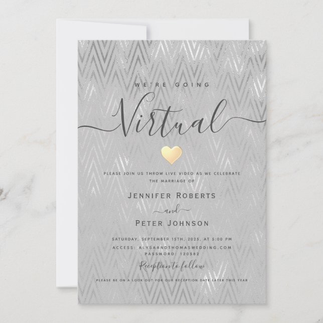Convites Casamento Virtual Prata (Frente)