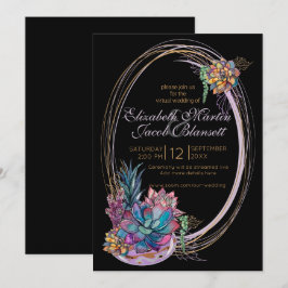 Convites Casamento virtual preto roxo e com sucesso de aqua