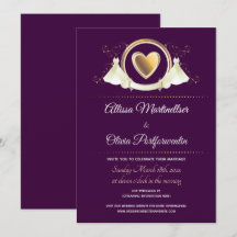 Casamento Virtual Purple Dourado do Coração das Mu