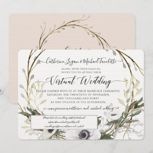 Convites Casamento Virtual Russo de Terra Floral Branca