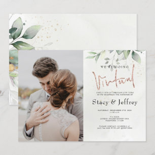 Convites Casamento Virtual Russo Eucalyptus Dourado