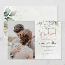 Convites Casamento Virtual Rustic Eucalyptus Dourado