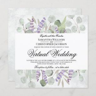 Convites Casamento Virtual Rustic Eucalyptus & Lavanda