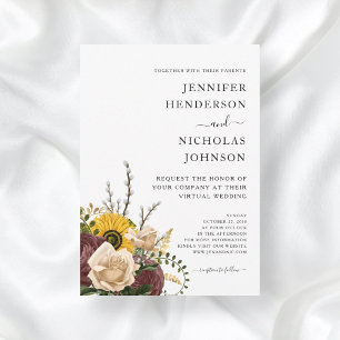 Convites Casamento Virtual Rustic Sunflower Fall