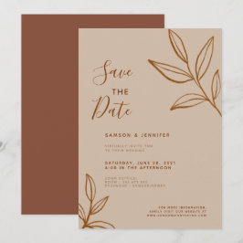 Convites Casamento Virtual Terracotta Leaf Save the Date