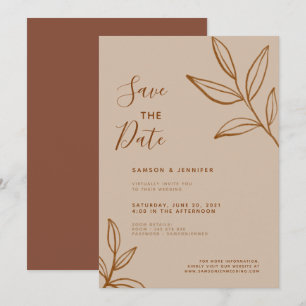 Convites Casamento Virtual Terracotta Leaf Save the Date