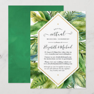 Convites Casamento Virtual Tropical Online com Aquarela