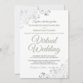 Convites Casamento Virtual Verde e Branco dos Silver Frills