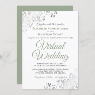 Convites Casamento Virtual Verde e Branco dos Silver Frills