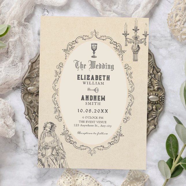 Convites Casamento vitoriano antigo (Criador carregado)