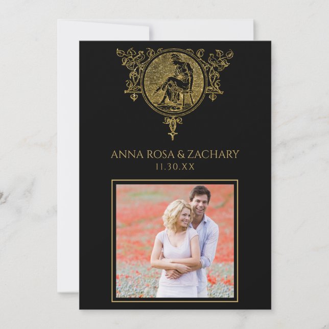 Convites *~* Casamento vitoriano de Ornamentado QR PHOTO RS (Frente)