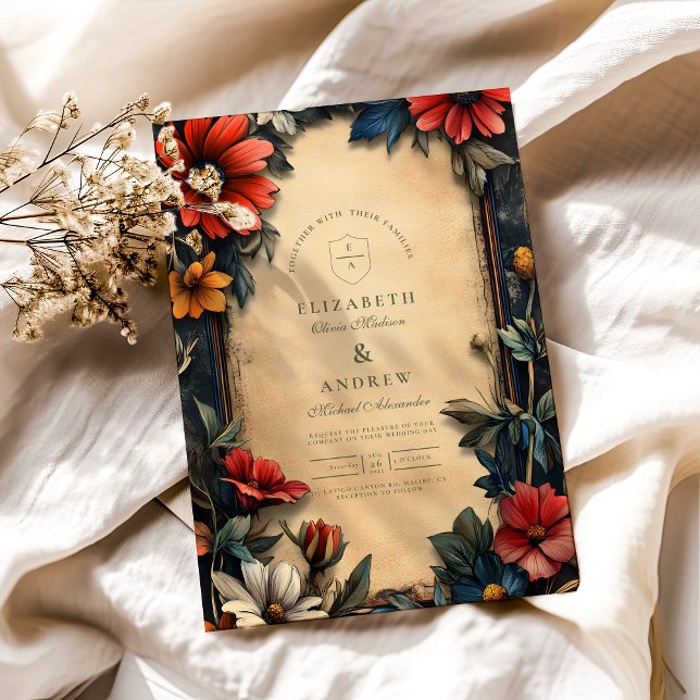 Convites Casamento Vitoriano Floral Art Nouveau (Criador carregado)