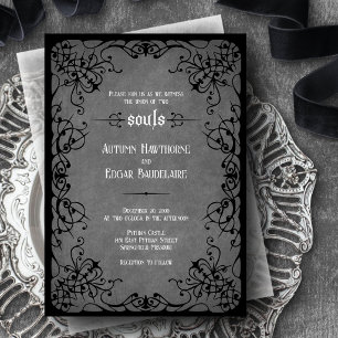 Convites Casamento Vitoriano Gótico Negro