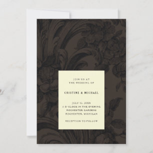 Convites Casamento vitoriano ornamental de cor castanha esc