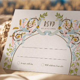 Convites Casamento Vitoriano Real RSVP Vintage Florals