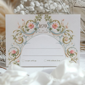 Convites Casamento Vitoriano Real RSVP Vintage Florals