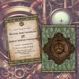 Convites Casamento Vitoriano Rustic Steampunk Elegance