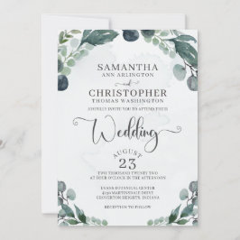 Convites Casamento Watercolor Eucalyptus Greenery