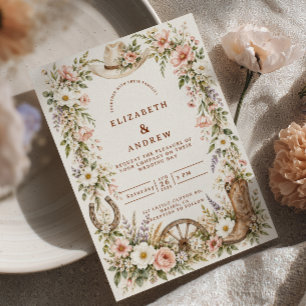 Convites Casamento Western Cowboy Flor de Campo Rubor