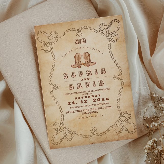 Convites Casamento Western Rústico Elegante (Criador carregado)