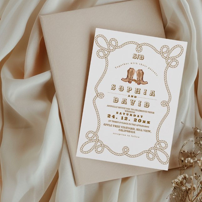Convites Casamento Western Rústico Elegante (Criador carregado)