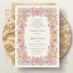 Convites Casamento Whimsical Autumn Wildflower