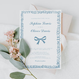 Convites Casamento Whimsical Azul Francês Desenhado à Mão