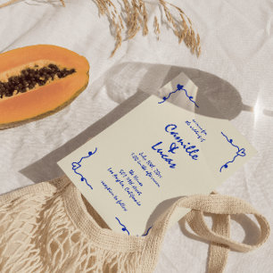 Convites Casamento Whimsical com Letra Azul