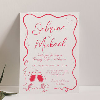 Convites Casamento Whimsical Curvy Desenhado Mão