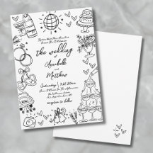 Casamento Whimsical De Mão Desenhada Quirky
