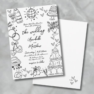 Convites Casamento Whimsical De Mão Desenhada Quirky