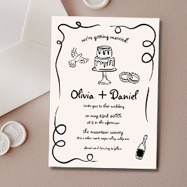 Convites Casamento Whimsical Francês Negra Francês com Dese